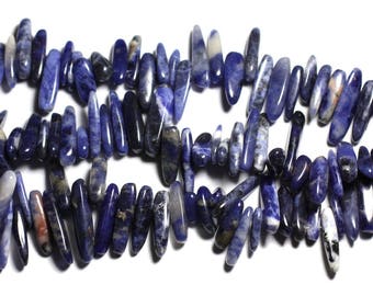 10pc - Stone Beads - Sodalite Chips Rocailles Sticks 8-20mm Blue black white - 4558550035646