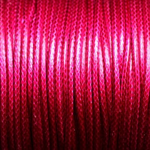 5 meters - Round coated waxed cotton cord 1.5mm Pink Fuchsia Magenta - 8741140014909
