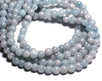 20pc - Perles de Pierre - Jade Boules 6mm Bleu clair Rose Pastel - 4558550093219