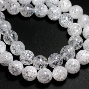 5pc - Rock Crystal Stone Beads Cracked Quartz Balls 8mm transparent white - 7427039746014