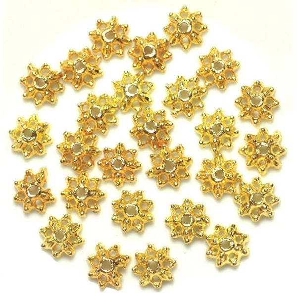 20pc - Apprets Coupelles Métal or doré Fleurs étoiles ajouré 9mm - 4558550037961
