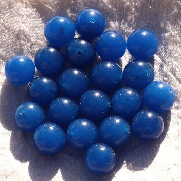 8pc - Stone Beads - Jade Balls 12mm Royal Blue 4558550015020