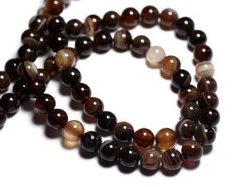 10pc - Stone Beads - Brown Agate Balls 8mm - 8741140000421