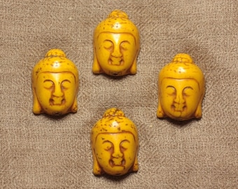 2pc - Synthetic Turquoise Buddha Bead 29mm Yellow 4558550028969