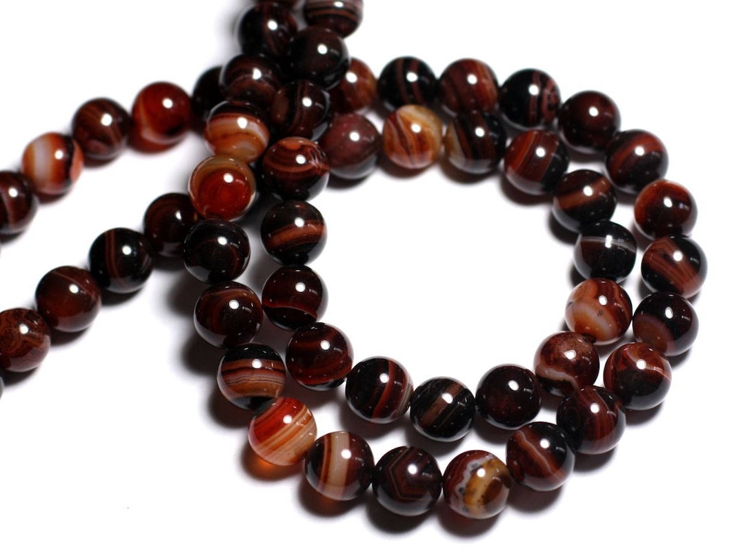 Lot De 4 Perles En Pierre Serpentine 12mm - Couleur Vert Kaki/noir - Pour Création De Bijoux Ou Décoration