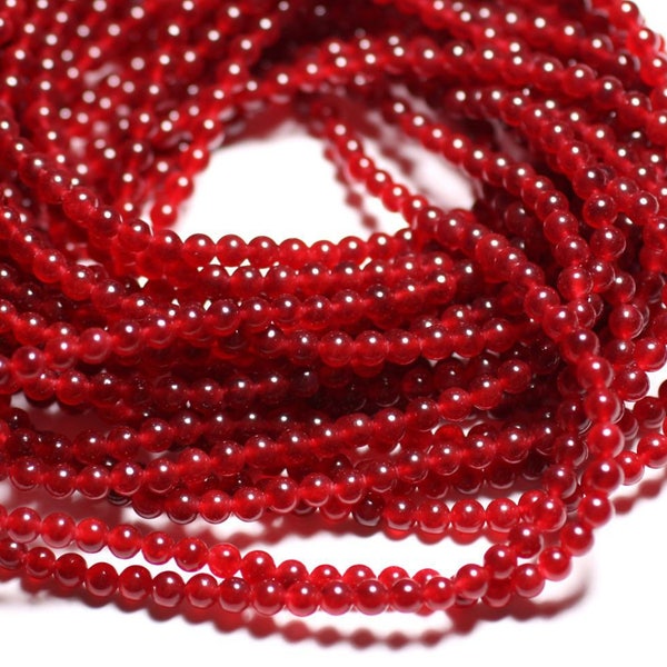 Fil 39cm 92pc env - Perles de Pierre - Jade Boules 4mm Rouge Cerise -  4558550039392