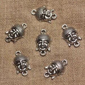 4pc - Silver-Plated Rhodium-Plated Buddha Metal Connector Beads 23mm 4558550022097