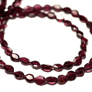 Thread 39cm 73pc approx - Stone Beads - Marquise Garnet Faceted Hexagons Navettes 5-6mm