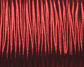 Bobina de aproximadamente 45 metros - Cordón de satén soutache de 2,5 mm, color rojo burdeos