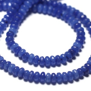 Wire 39cm 140pc approx - Stone Beads - Jade Faceted Rondelles 4x2mm Royal Blue