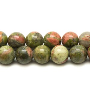 4pc - Stone Beads - Unakite Balls 12mm green pink red - 4558550025241