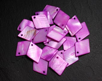 10pc - Beads Pendants Charms Nacre Diamonds 21mm Purple Pink Fuchsia - 8741140003538