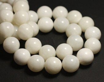 10pc - Mother of Pearl Shell Beads Balls 6mm translucent cream white - 7427039744416