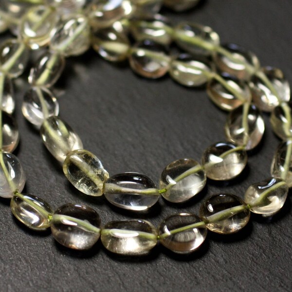 Thread 34cm 27-38pc approximately - Green Amethyst Stone Beads Prasiolite Olives Ovals 7-12mm