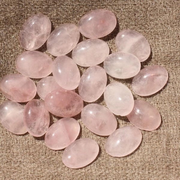 1pc - Cabochon Pierre Quartz Rose Ovale 14x10mm rose clair transparent - 7427039741880