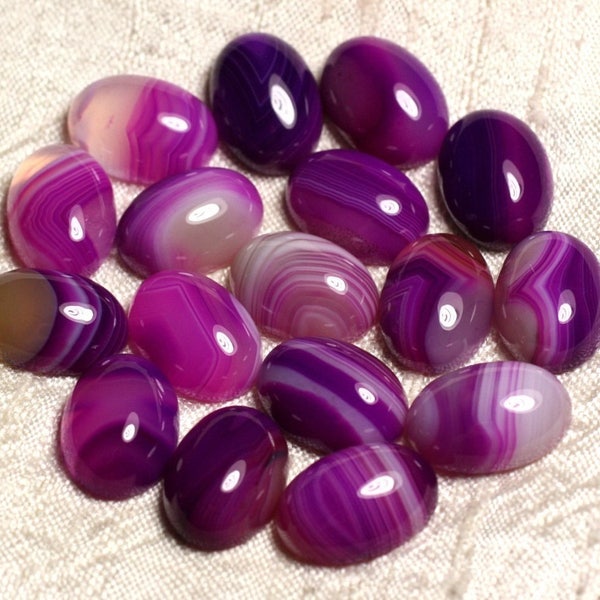 1pc - Cabochon Pierre - Agate Ovale 18x13mm blanc rose fuchsia framboise violet - 7427039736831