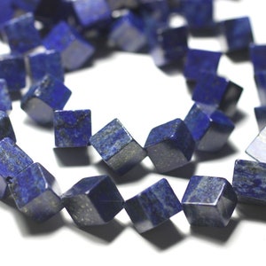 2pc - Stone Beads - Lapis Lazuli Cubes 10-14mm 8741140029293