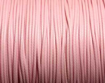 5 Meters - Waxed Cotton Cord Cord Thread 1mm Light pink powder pastel - 4558550016546