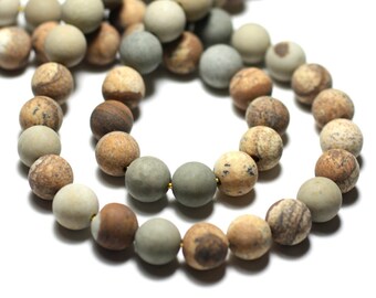 Perles En Jaspe Paysage Beige 8x5mm - Environ 80 Pièces Sur Fil 39cm, Idéal Pour Bijoux DIY