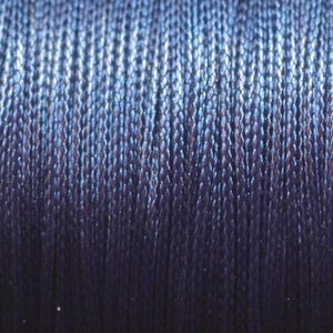 Peut inclure: Gros plan d'une bobine de fil à broder bleu. Le fil est un dégradé de bleu clair à bleu foncé.