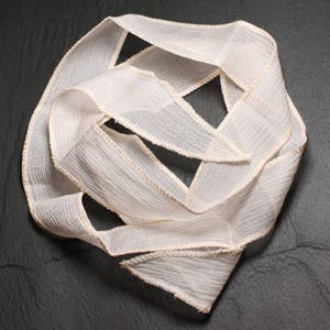 1pc - Necklace Ribbon Silk dyed by hand 85 x 2.5cm Light pink pastel - SILK109 - 4558550039460