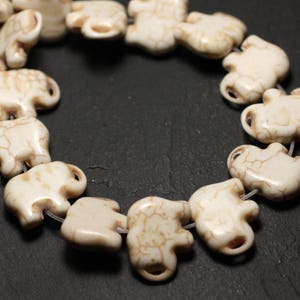 10pc - Reconstituted Synthesis Turquoise Elephant Beads 19mm White - 8741140009264