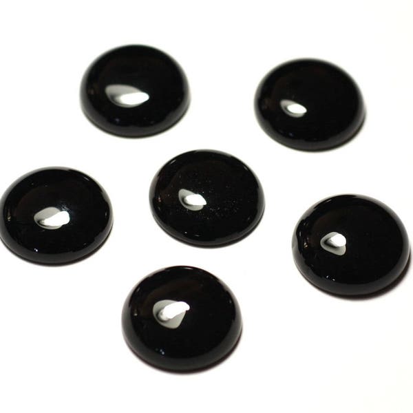 1pc - Cabochon Pierre Onyx Noir Rond 15mm - 4558550032058