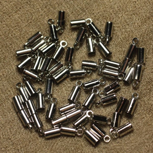 40pc - End Caps for 2-2.5mm Cords Silver Plated 4558550026583