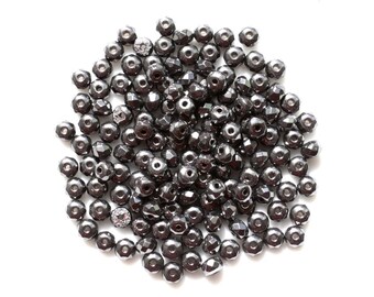 20pc - Stone Beads - Hematite Faceted Rondelle 4x2mm 4558550002006