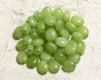 10pc - Stone Beads - Oval Jade 10x8mm Anise Green - 4558550082114