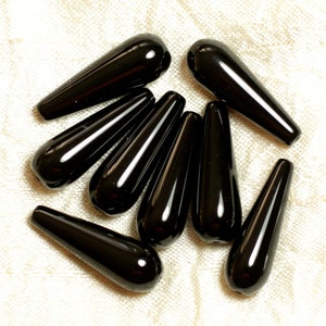 1 pz - Perlina di pietra - Goccia di onice nero 30x10mm - 4558550030627