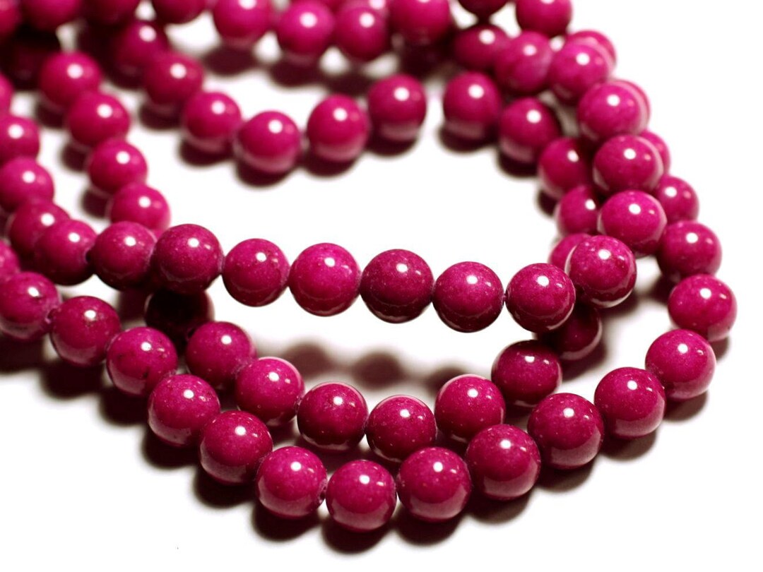 10 Perles De Jade 8mm Rose Fuchsia - Pour Création De Bijoux - Neuf (EAN 4558550089656)