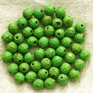 10pc - Synthetic Turquoise Beads Faceted Balls 8mm Green 4558550016317