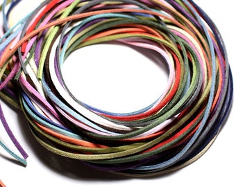 May include: A bundle of colorful leather cords, perfect for crafting jewelry or other projects.