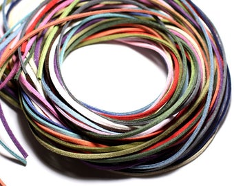 Lot 5 meters - Suede Suede Lanyard Cord 3mm Multicolor Mix