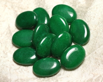 Wire 39cm 14pc approx - Stone Beads - Jade large Ovals 25x18mm Empire Green