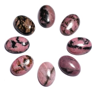 1pc - Cabujón de piedra Rodonita ovalada 18x13mm rosa gris negro - 7427039743105
