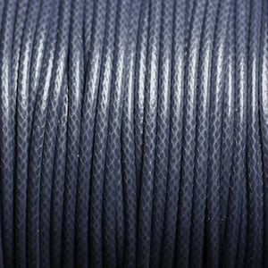 5 meters - Round coated waxed cotton cord 2mm Gray Blue Anthracite - 4558550088345