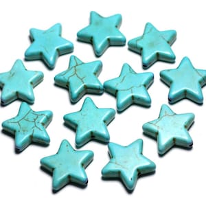 Draad 39cm 13pc env - Parels van Pierre Turquoise Synthese Sterren 35mm Blauw Turquoise