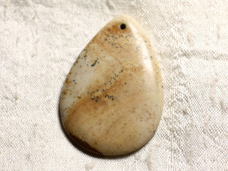 N2 Semi precious stone pendant Beige Landscape Jasper Drop 50mm 4558550089267 image 1