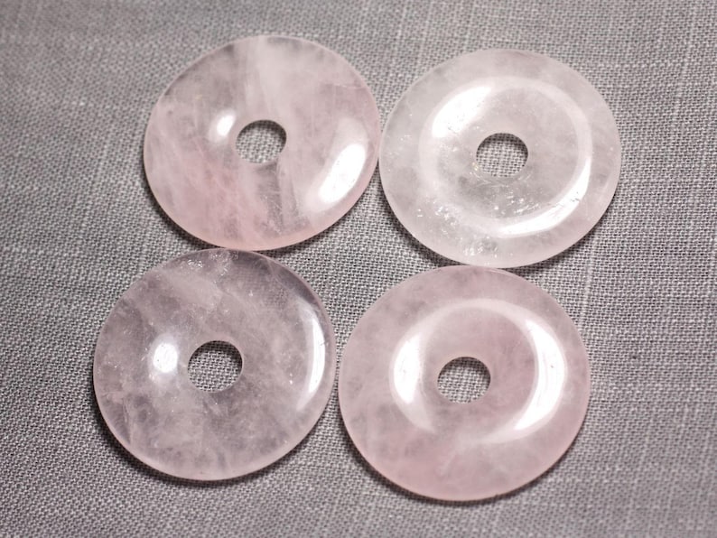 1pc Bead Stone Pendant Round Circle Ring Donut Pi 40mm Light Pink Quartz 4558550091451 image 1