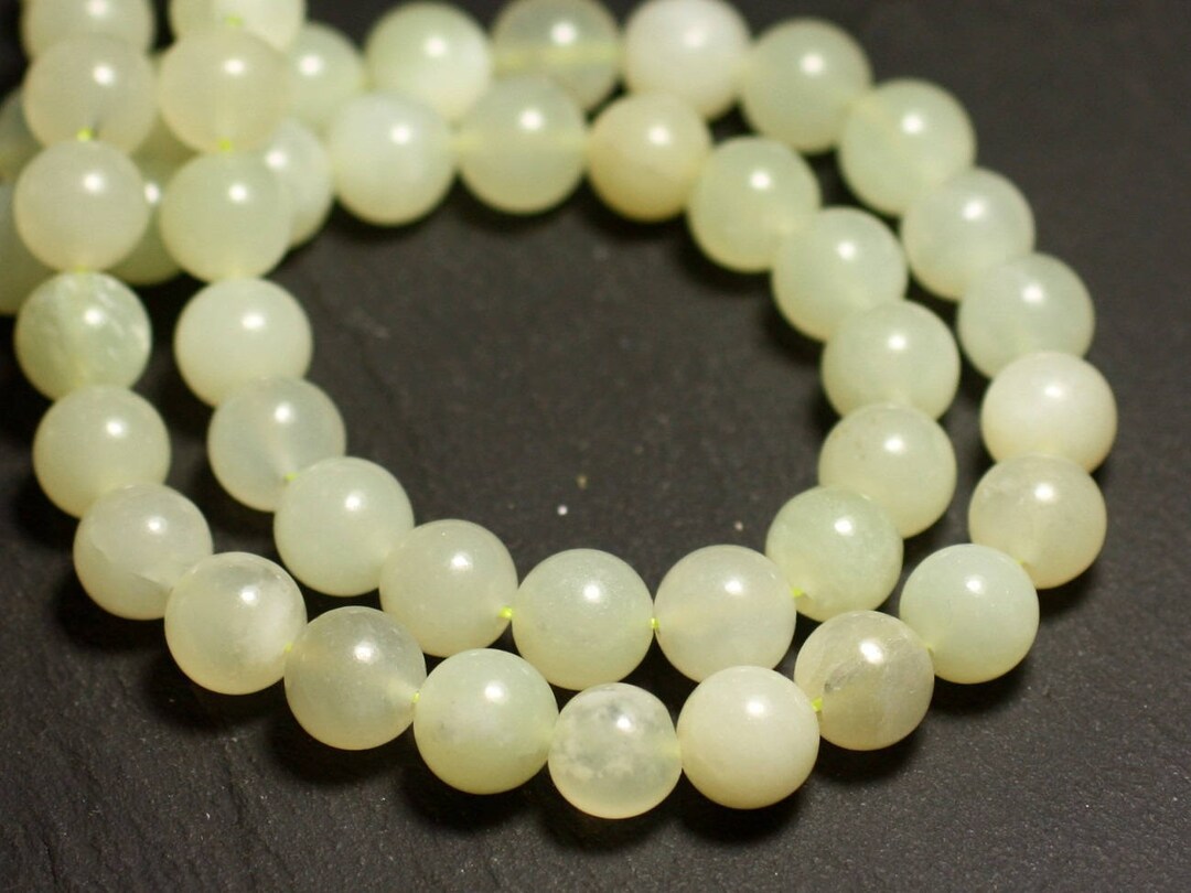 Lot De 10 Perles En Pierre De Jade - Boules De 8mm Couleur Rose Pêche Corail - Pour Création Bijoux