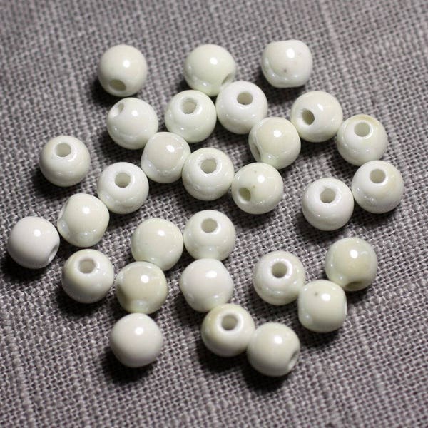 20pc - Perles Céramique Porcelaine Boules 6mm Blanc - 7427039737760