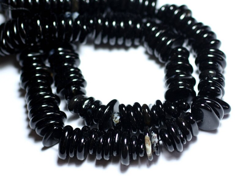 10pc Stone Beads Onyx Chips Palets Rondelles 10-15mm black brown white 8741140008304 image 1
