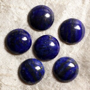 1pc - Cabochon Pierre - Lapis Lazuli Rond 12mm Bleu nuit Doré - 7427039734677