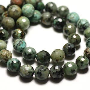 6pc - Natural African Turquoise Stone Beads Faceted Balls 8mm blue green black - 8741140014510
