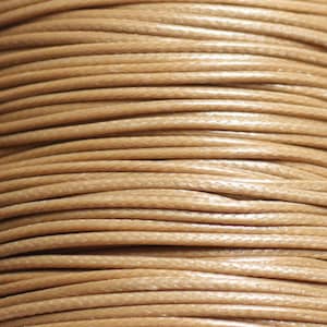 5 meters - Round coated waxed cotton cord rope thread 1mm beige - 7427039744928
