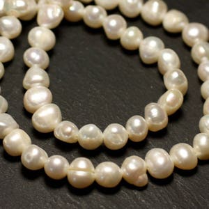 10pc - Freshwater Cultured Pearls Natural Shell Oval Balls 6-9mm Iridescent White - 7427039737814