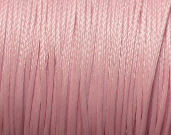 10 metres - Fil Corde Cordon Coton Ciré 0.8mm Rose clair poudre pastel - 4558550017253