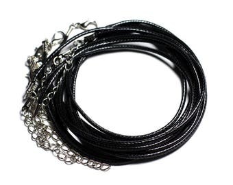 100pc - Findings Accessories Necklaces Chokers 45cm Waxed Cotton 1.5mm Black